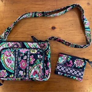 Vera Bradley Floral Quilted Crossbody Bag and Wallet Set